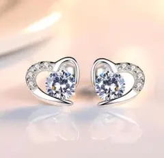 【新品】ハート ピアス♡キュービックジルコニアS925 シルバー