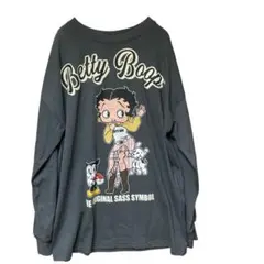 ひまわり様Betty Boop ベティ　両面プリント ロングTシャツ チャコールのサムネイル