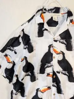 H&M L.O.G.G. トゥーカン柄 アロハシャツ　オニオオハシ シャツのサムネイル