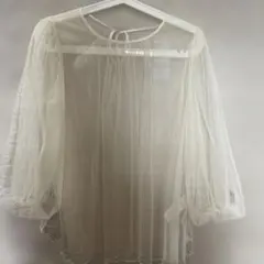 ROPE PICNIC チュールブラウス　オーバーブラウス　七分丈　シースルー