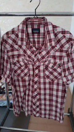 ニコル　赤と白のチェック柄 半袖シャツ サイズ52　ハイダウェイ