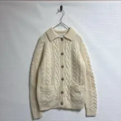 【ユニクロ】UNIQLOイネス　アイボリー ケーブル編みカーディガンＳ　シンプル