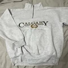 ハーフジップスウェット グレー