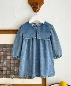 デニムワンピース　ベビーブルー　2-3Y 新品