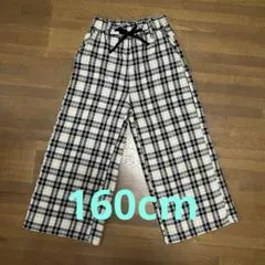 【大人見え♪】女の子 160 チェック柄 ガウチョパンツ ベージュ 美品