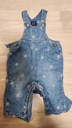 BabyGAP　3-6ヶ月 デニム 花柄刺繍 オーバーオール