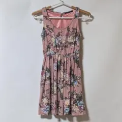 【USED】INGNI ピンクのフラワープリント ノースリーブワンピース　M