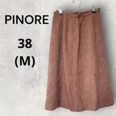 67 ピノーレPINORE 【ウール混】スカート M ひざ丈 きれいめ レッド