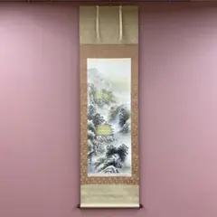 美品 掛け軸 西陣織 那智の滝 観音出現図 太巻き付 西国三十三所