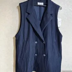 ダークネイビー ダブルボタン ベスト