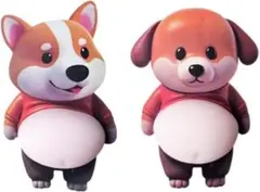 お腹ぷにぷにシール 柴犬 マシュマロシール 3D 立体 もっちり 2枚セット