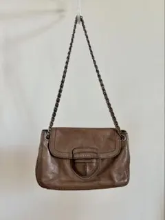PRADA ブラウンレザーショルダーバッグ
