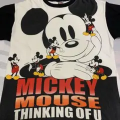 激レア 90s ディズニー Mickey ミッキー 総柄 リンガー Tシャツ