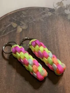 【ハンドメイド 】パラコード キーリング 二重リング キーホルダー 2点セット