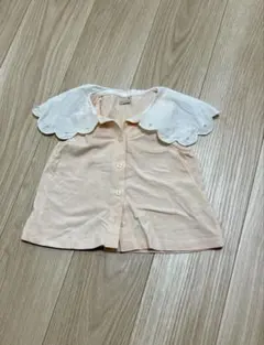 ピンク スカラップカラー シャツ 90 プチマイン