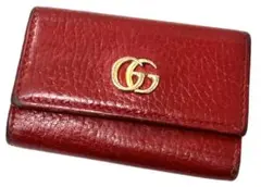 グッチ 6連キーケース GG マーモント レッド 中古品 (93075)