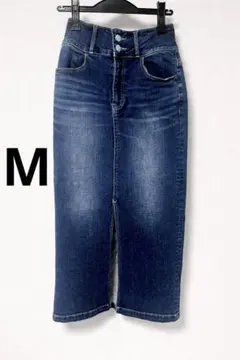 AZUL BY MOUSSY ハイウエストスリットデニムスカート ダークブルー