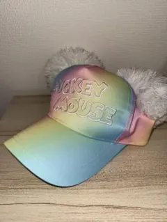 ミッキーマウス ファー付きカラフルキャップ