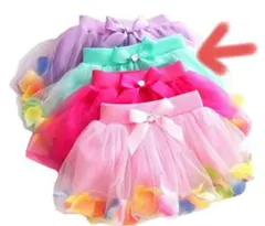 未使用/韓国服/花びらチュールスカート/グリーン/110