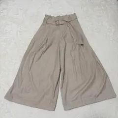 【美品】MICHEL KLEIN ワイドパンツ ベルト付き ベージュ M