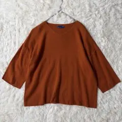 SEVENDAYS=SUNDAY　 Vネック七分袖ニット　L　オレンジ◆A932