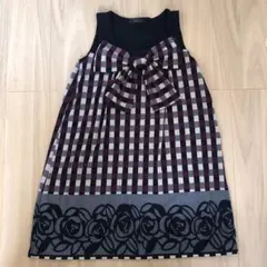 お値下げしました！チェック柄リボン付きワンピース