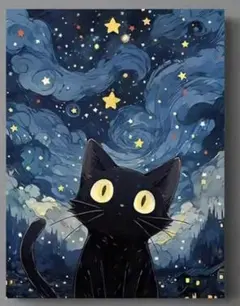 ダイヤモンドアート　黒猫　ネコ