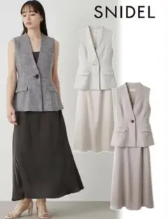 SNIDEL ウエストシェイプジレ&サテンワンピセット