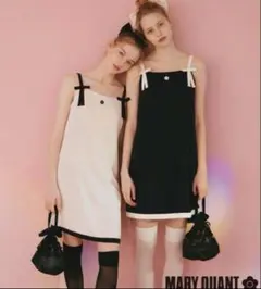 美品ピーチジョンマリークワントコラボデイジーリボンスリップワンピ ホワイトS/M