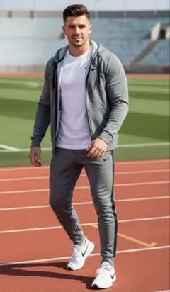 よ*し様 NIKE DRI-FITメンズL ジップパーカー＋ジョガーパンツ グレ