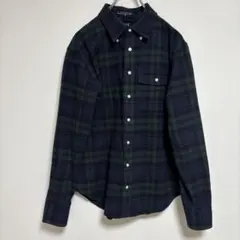 ships SERO コットンチェックシャツ ネイビー/グリーン