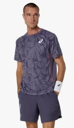 ASICS テニス　Tシャツ　グレイッシュパープル Mサイズ