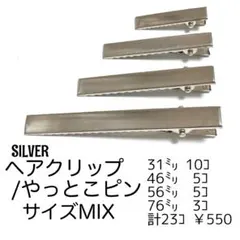 【23個】ヘアクリップ やっとこピン サイズMIX/シルバー　/E-4S