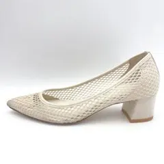 LE TALON 22.5cm メッシュ ポインテッド パンプス ベージュ