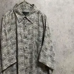 90S vintage 半袖　柄シャツ　レーヨン　メンズL 古着　個性派