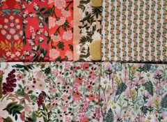 生地　カットクロス　花柄など　赤・ピンク系　10枚　まとめ売り