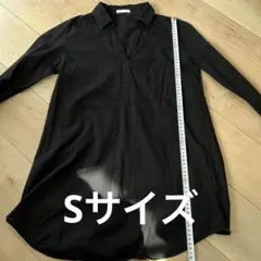 長袖開襟シャツチュニック黒S
