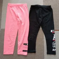 ANAP KIDS レギンス 130cm 蛍光ピンク・黒　２点セット