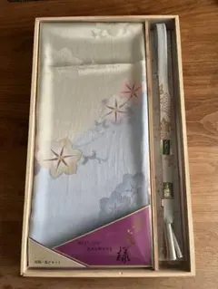 【新品】薄い青色 花柄帯留め・帯締めセット