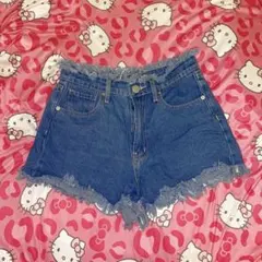 GORGE デニムフリンジヘムショートパンツ