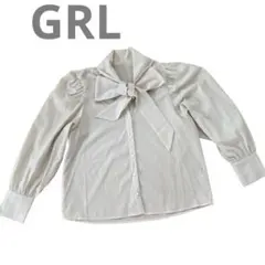 GRL❤︎ ロングカフスリボンタイブラウス