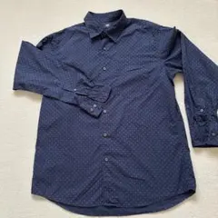 UNIQLO ネイビー ドット柄 長袖シャツ M