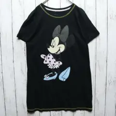 レディースL【A品】ディズニーTシャツ黒1576