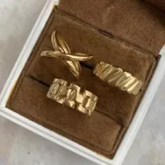 【ラスト】3点セット　リング　チェーン　指輪　ゴールド　ステンレス　まとめ割