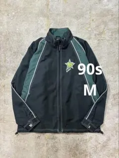 90s バイカラー 刺繍デザインブルゾン ナイロンライク ヴィンテージ古着