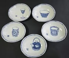 未使用品 有田焼 美染窯 染付 時代絵 楕円形 皿 絵変わり 銘々皿 楕円皿 染のサムネイル