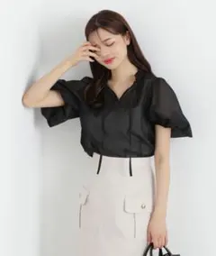 PROPORTION BODY DRESSINGボリュームスリーブシアーブラウス