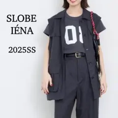 美品△SLOBE IENA リネン混 テーラードジャケット チャコールグレー