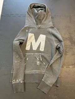 Mロゴ ダメージ加工パーカー Sサイズ グレーのサムネイル