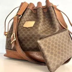 オールドセリーヌ マダカム柄バケットバッグ 巾着型 希少ポーチ付き